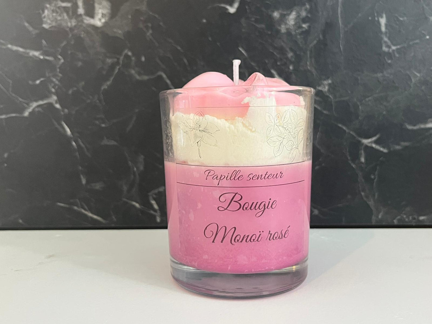 Bougie gourmande Monoï rosé