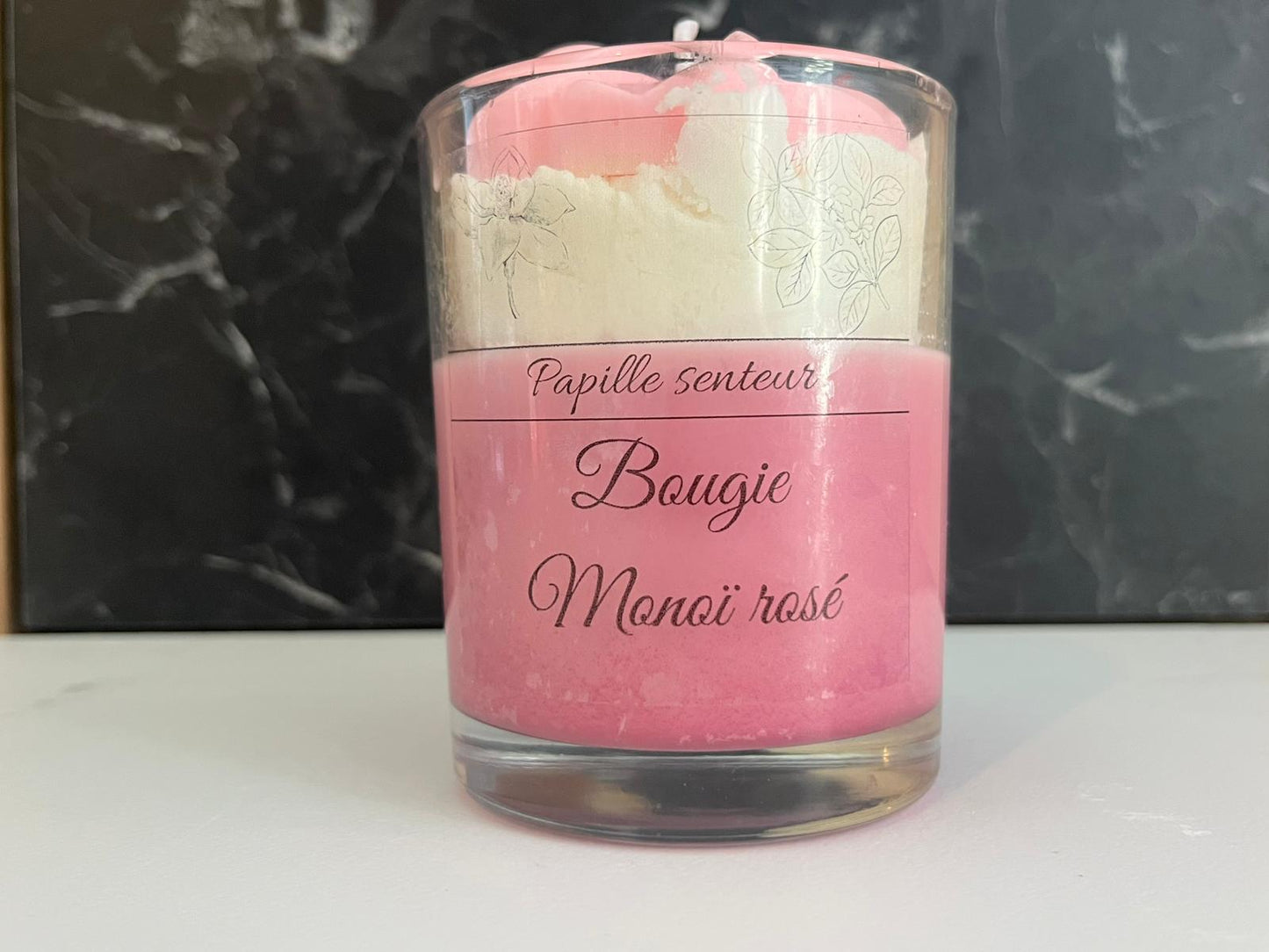 Bougie gourmande Monoï rosé